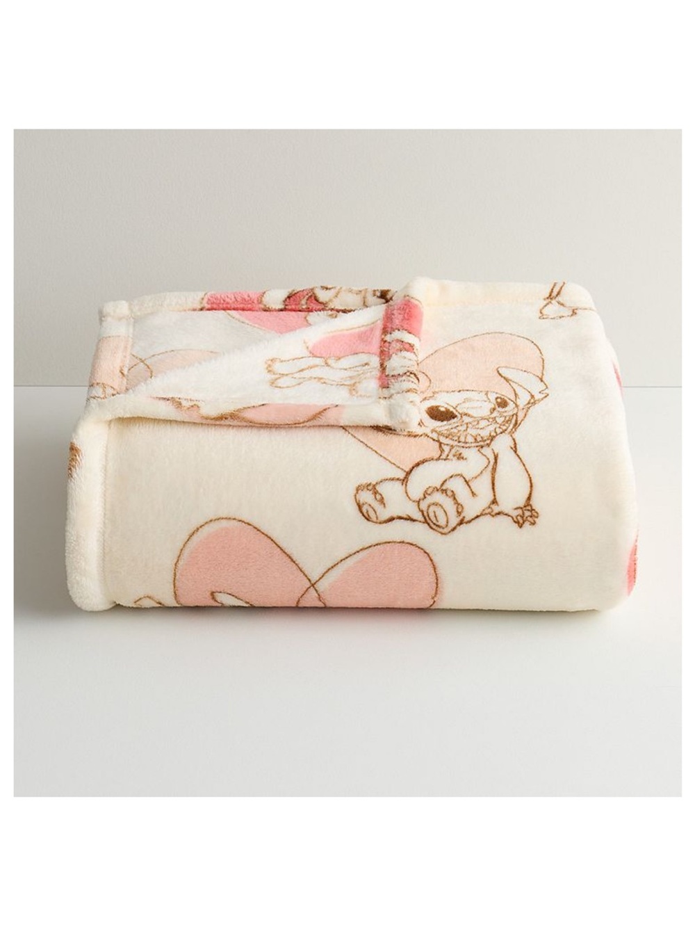Plush Cream & Pink Character Throw Blanket